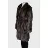 Straight cut sable fur coat with hooks