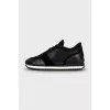 Leather and velvet sneakers with rhinestones
