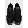 Leather and velvet sneakers with rhinestones