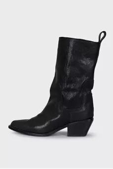 Leather Cossack boots with heels