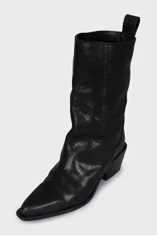 Leather Cossack boots with heels
