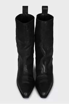 Leather Cossack boots with heels