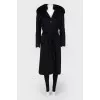 Coat with fur collar and belt