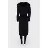 Coat with fur collar and belt