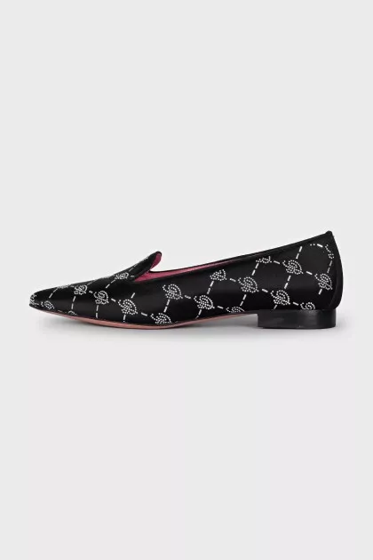 Textile ballet flats with silver decor