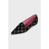 Textile ballet flats with silver decor