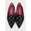 Textile ballet flats with silver decor