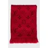 Red scarf with signature print