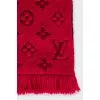 Red scarf with signature print
