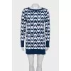 White and blue cashmere dress