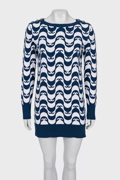 White and blue cashmere dress