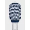 White and blue cashmere dress