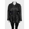 Long leather jacket with belt