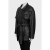 Long leather jacket with belt