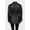 Long leather jacket with belt