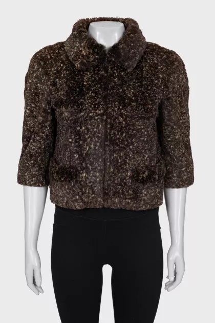 Short rabbit fur coat