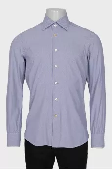 Men's straight blue printed shirt
