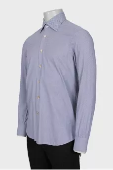 Men's straight blue printed shirt