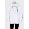Men's white hoodie with silver logo