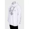 Men's white hoodie with silver logo