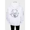 Men's white hoodie with silver logo