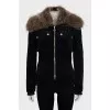 Fitted velvet jacket with a zipper