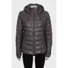 Leather jacket with a removable hood
