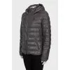 Leather jacket with a removable hood