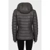 Leather jacket with a removable hood