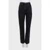 Black button-down jeans with embroidery