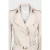 White double-breasted trench coat