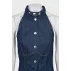 Sleeveless denim dress with buttons