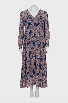 Blue floral print dress with tag