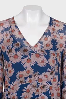 Blue floral print dress with tag