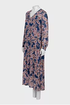 Blue floral print dress with tag
