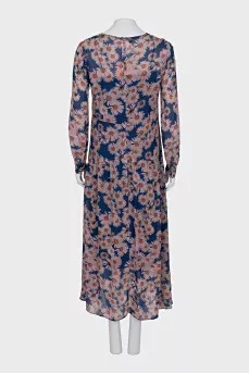 Blue floral print dress with tag