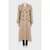 Beige double-breasted trench coat