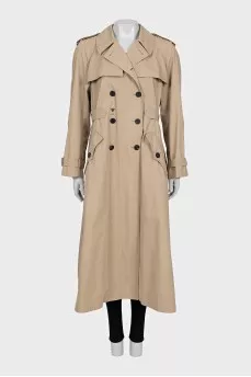 Beige double-breasted trench coat