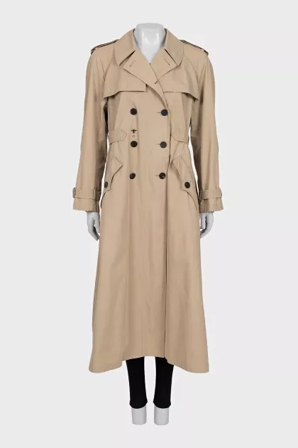 Beige double-breasted trench coat