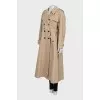 Beige double-breasted trench coat