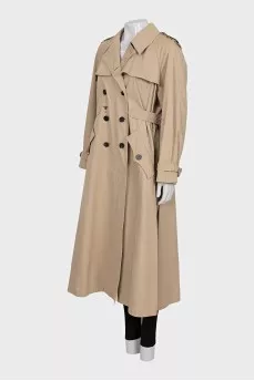 Beige double-breasted trench coat