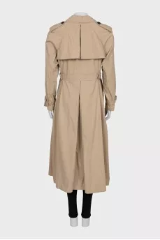 Beige double-breasted trench coat