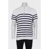 Men's striped button-down polo shirt