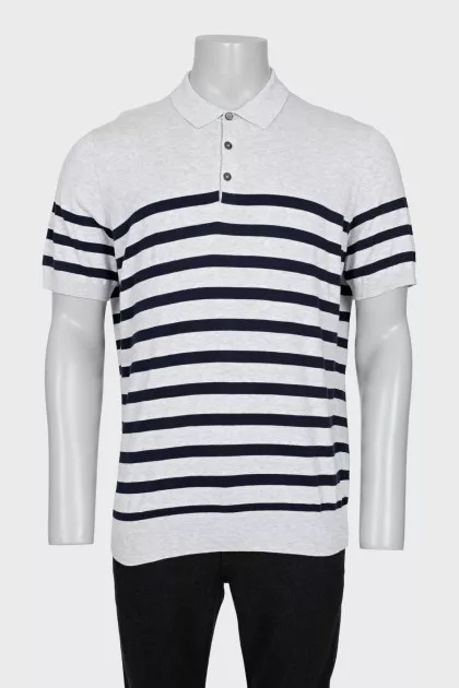 Men's striped button-down polo shirt