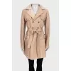 Double-breasted trench coat in brown