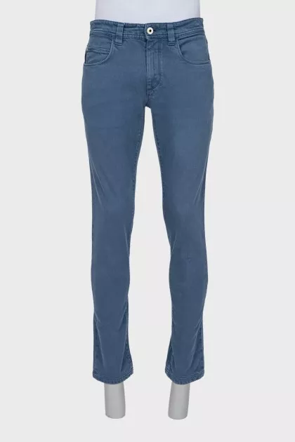 Men's light blue straight-leg jeans