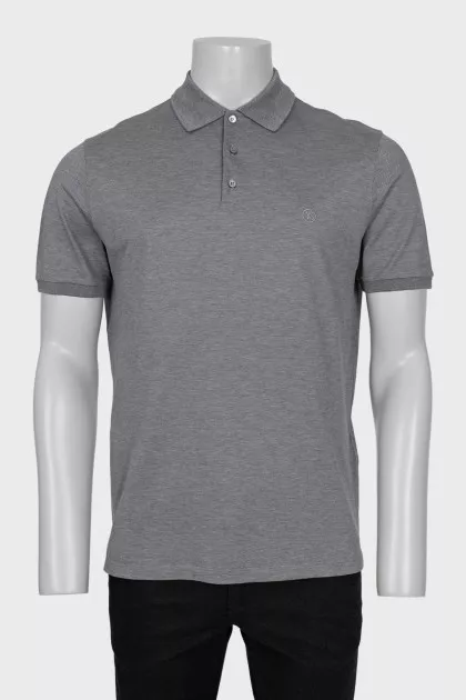 Men's gray polo shirt with embroidered logo