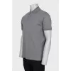 Men's gray polo shirt with embroidered logo