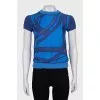 Silk and wool T-shirt with print