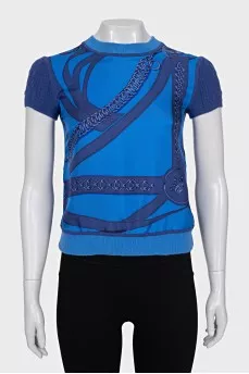Silk and wool T-shirt with print